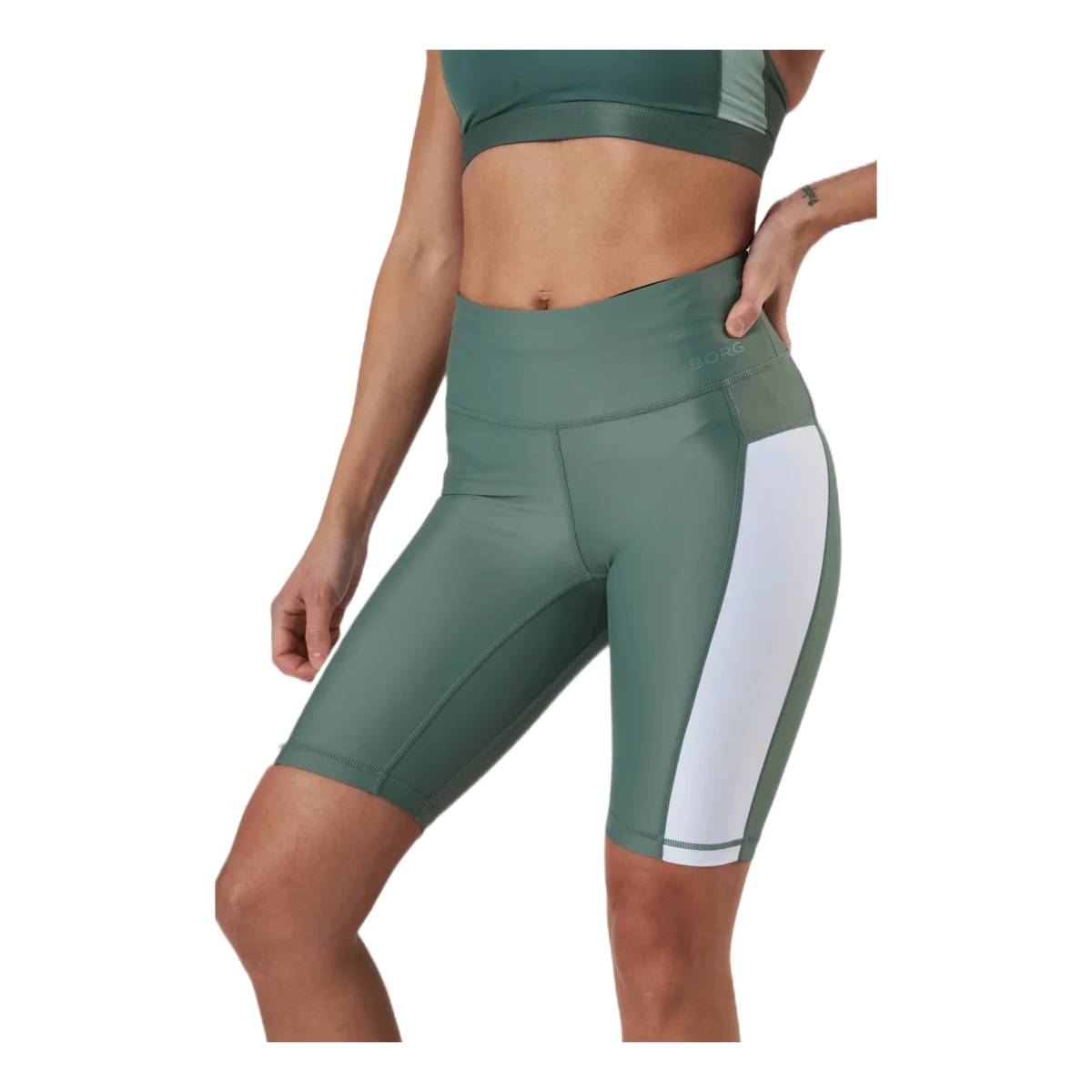 Stripe Bike Shorts Green - Image 5