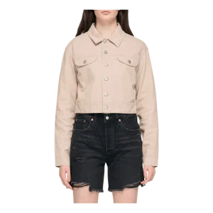 Cropped Twill Jacket Gray